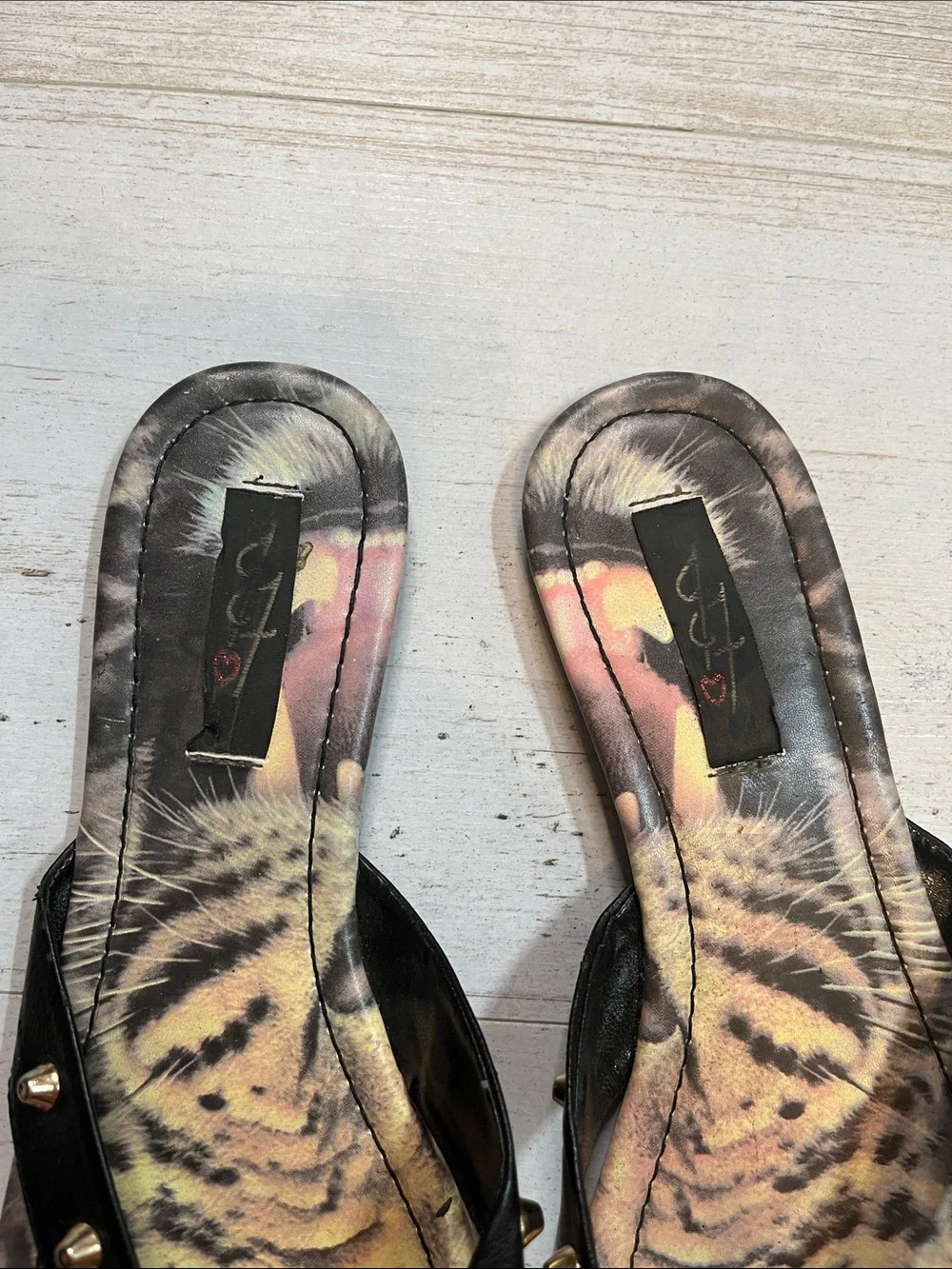 Rare Iron Fist Cheetah Face Studded Sandals Size 8